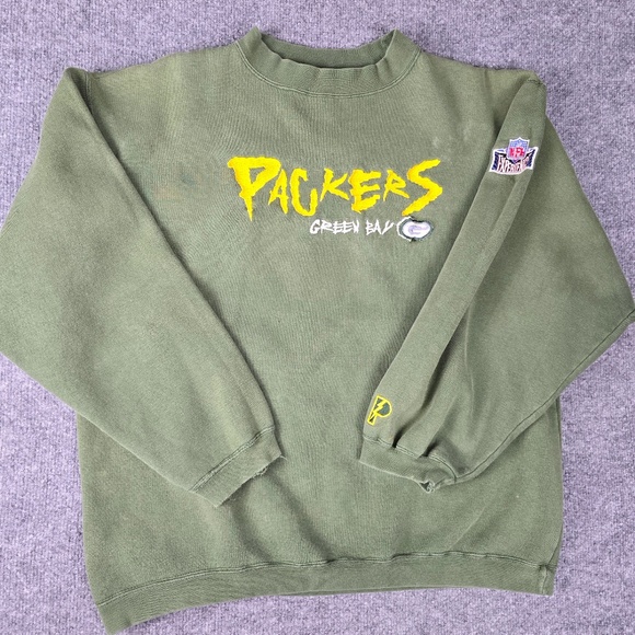 Vintage 90s Green Bay Packers Pro Player NFL Sweatshirt Crewneck Green Men’s M - Picture 1 of 11